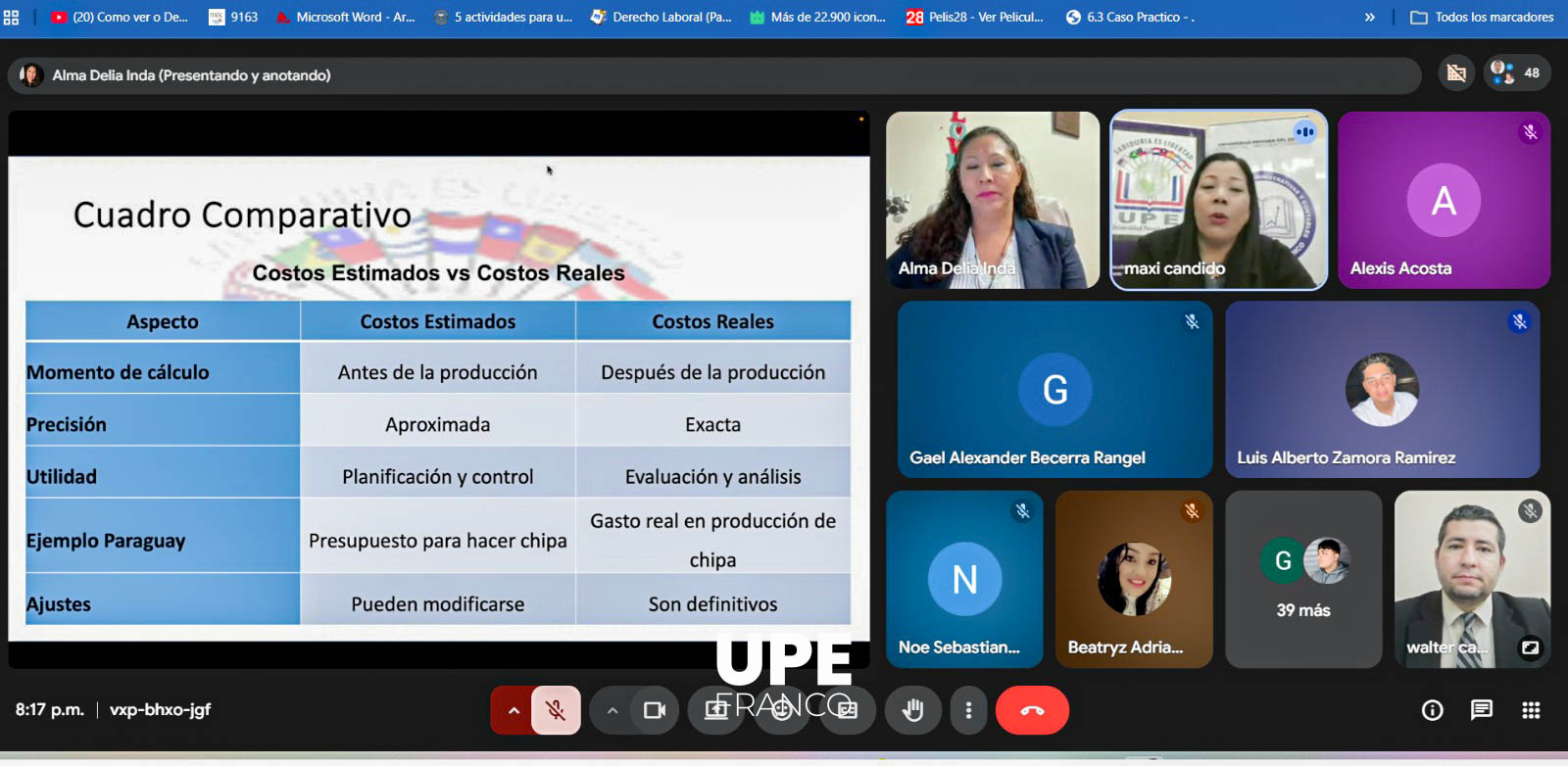 Clase Espejo Internacional: UPE FRANCO - UABC, México